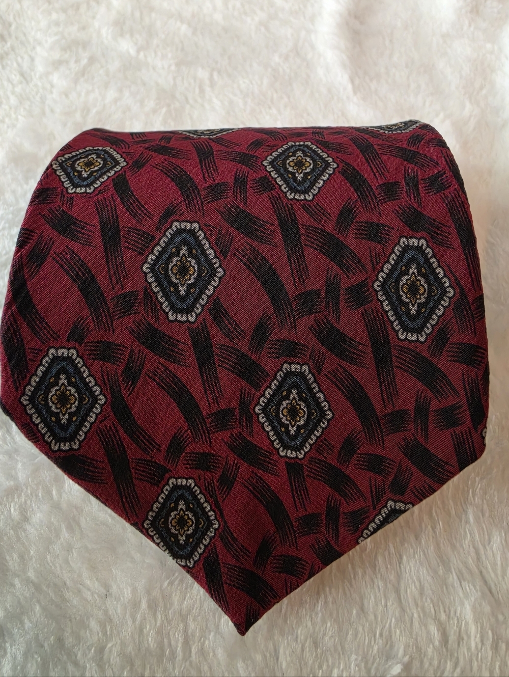 Vintage Charles Jourdan Red Medallion Silk Tie Classic Designer
